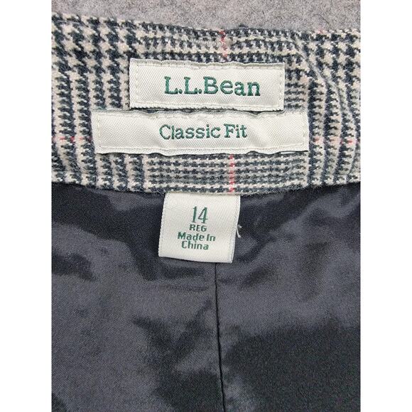 LL Bean Pants Womens 14 Plaid Classic Fit Lined Straight Leg Work Office - Picture 5 of 16